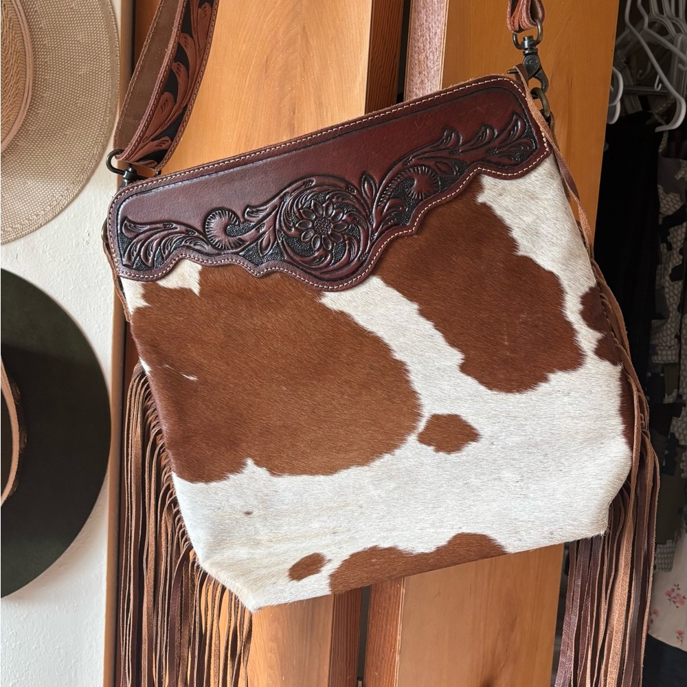 Myra Bag Brown and Cream Cowhide Shoulder Bag